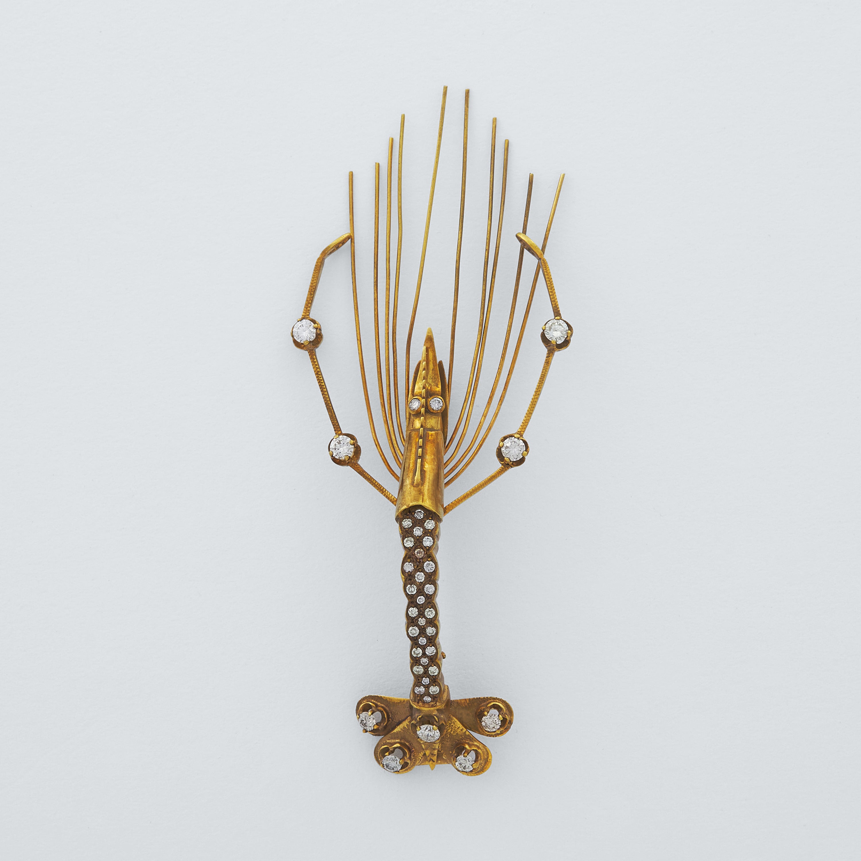 GOLDEN SHRIMP COCKTAIL BROOCH