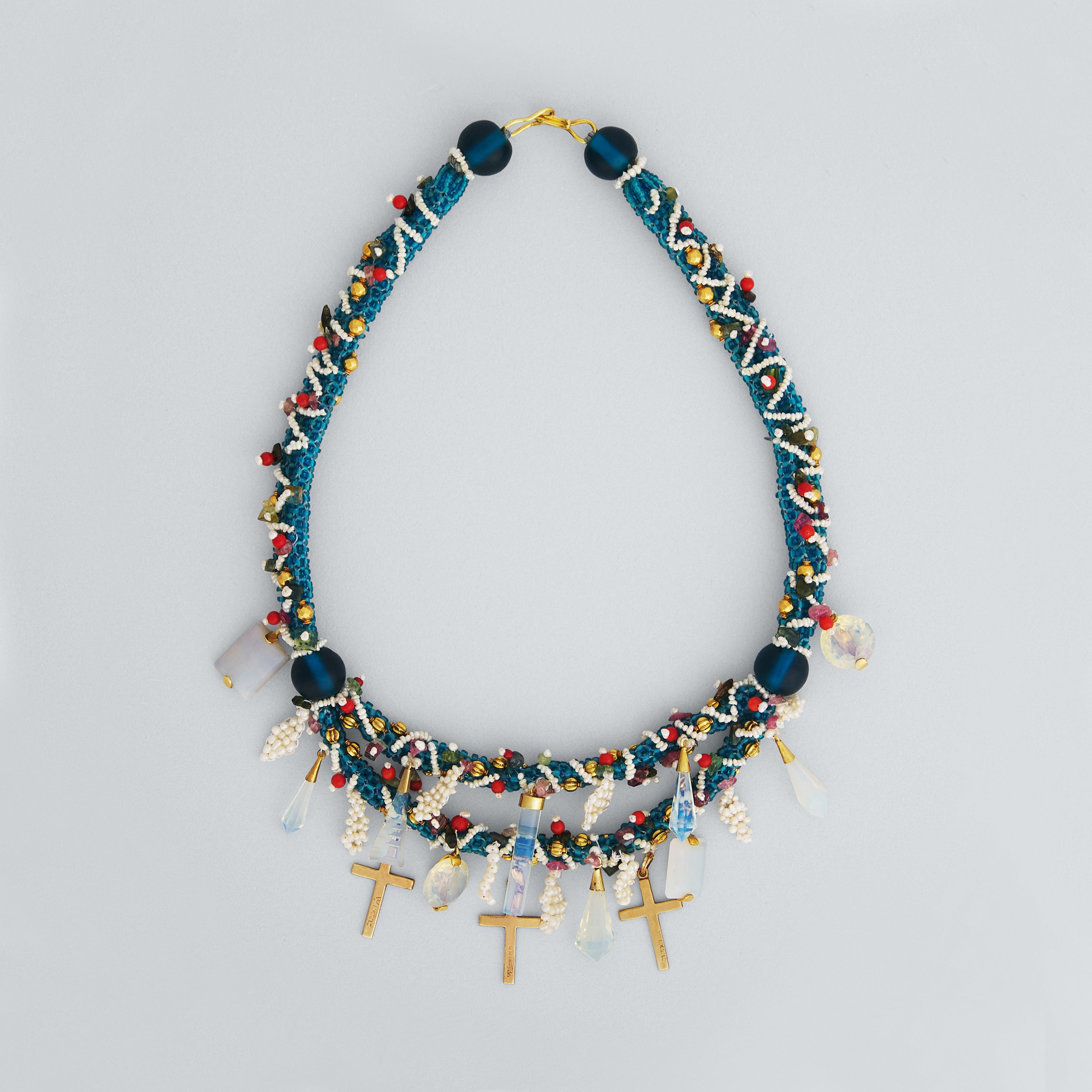 LUCIA NECKLACE - Antique Blue & Gold Story Necklace