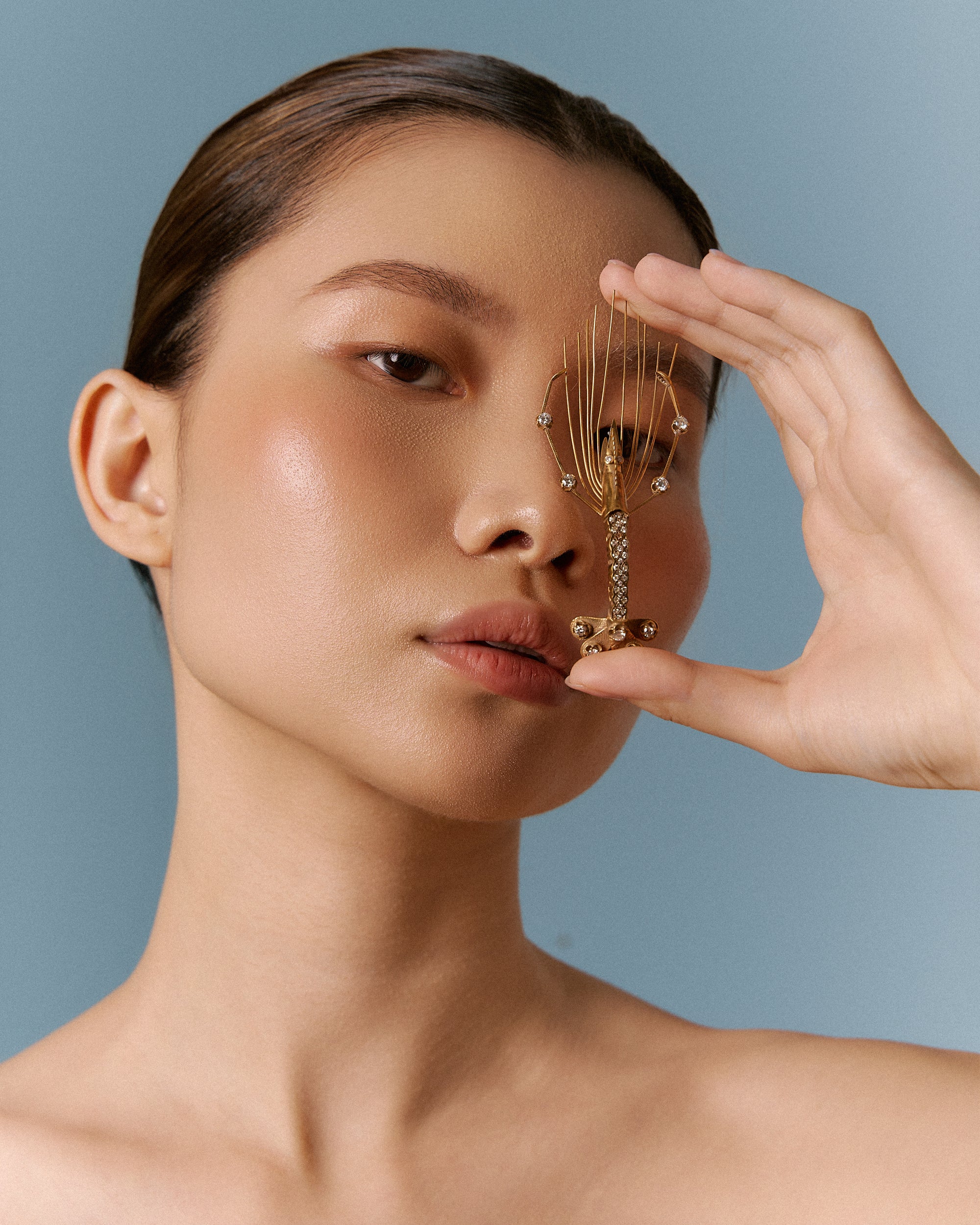 GOLDEN SHRIMP COCKTAIL BROOCH